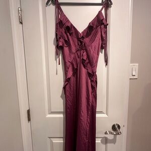 Elegant Mauve Ruffle Dress